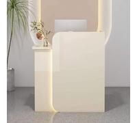 Escritorio de recepción con cerradura con cajón compacto, perfecto para salida de salón y vestíbulo, mostrador frontal que ahorra espacio para áreas pequeñas, diseño elegante y funcional