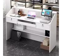 Escritorio de recepción con cerradura con cajón frontal para oficina y salón de belleza, elegante mesa de recepcionista, escritorio de salida para espacios de trabajo profesionales