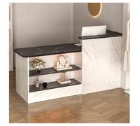 Escritorio de recepción con cerradura con cajones, mesa frontal blanca para vestíbulo y pago al por menor, lado derecho de 55.1 pulgadas, muebles de recepción modernos