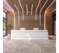 Escritorio de recepción con iluminación LED, almacenamiento con cerradura, mostrador frontal sin montaje para oficina y espacios comerciales, 140 x 60 x 100 cm
