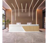 Escritorio de recepción con iluminación LED, almacenamiento con cerradura, mostrador frontal sin montaje para oficina y espacios comerciales, 140 x 60 x 100 cm
