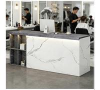 Escritorio de recepción con iluminación LED con cajones con cerradura, 100 x 60 x 90 cm, moderno mostrador de bienvenida con gestión de cables, mostrador de ventas al por menor - Diseño elegante y