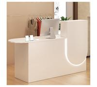 Escritorio de recepción con iluminación LED, moderno mostrador de oficina de 39 pulgadas con cajón con cerradura, ideal para pequeños salones de belleza o estación de trabajo de secretaria