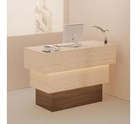 Escritorio de recepción con iluminación suave | Moderno mostrador frontal para salones y tiendas minoristas | Elegante mesa de recepcionista