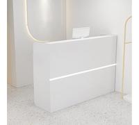 Escritorio de recepción con luces LED y cajones para salas de empresa, recepciones de hotel y tiendas de ropa, escritorio de oficina moderno de madera con armario de almacenamiento