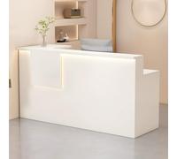 Escritorio de recepción con luz LED, doble mostrador de trabajo con espacio de almacenamiento, ideal para oficinas, supermercados, tiendas de ropa, elegante mesa de pago para una mejor experiencia del