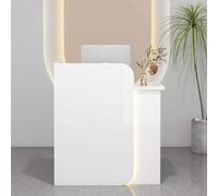 Escritorio de recepción con mostrador, gran ahorro de espacio, escritorio recepcionista, mostrador frontal con cajón con cerradura, escritorio de oficina para salón de belleza, sala de recepción