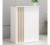 Escritorio de recepción con mostrador para espacios pequeños, moderno soporte de cajero de madera, mesa de oficina y estación de pago al por menor, cajones con cerradura para salón, spa, bar