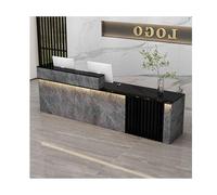 Escritorio de recepción con mostrador para pagar, mesa de mostrador para centros comerciales, tiendas, oficinas y barberías, color negro y gris, 100 cm