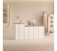 Escritorio de recepción de madera con bandeja para teclado y cajón con cerradura para oficina, vestíbulo