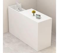 Escritorio de recepción de madera con cajón con cerradura y armario de almacenamiento, elegante mesa de mostrador para oficina y negocios, muebles modernos de recepción