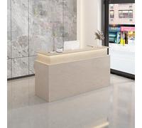 Escritorio de recepción de madera para caja registradora, muebles compactos de oficina y salón, solución versátil para espacios pequeños, muebles elegantes y funcionales para área de recepción