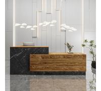 Escritorio de recepción de nogal para peluquerías, hoteles y tiendas de ropa, moderno con cajones, elegante mueble de recepción de oficina, elegante mostrador de servicio al cliente