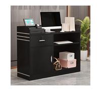 Escritorio de recepción en forma de L, color negro, mostrador de caja para oficina y mesa de recepcionista minorista para tiendas de conveniencia, tiendas de té con leche, peluquerías, tiendas de ropa