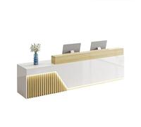 Escritorio de recepción en forma de L con cajones con cerradura, armario de almacenamiento ajustable y bandeja para teclado para oficina, vestíbulo y salón, diseño moderno del lado derecho, 150 x 60 x