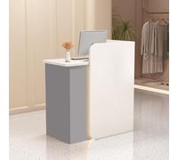 Escritorio de recepción en forma de L con cajones con cerradura, mostrador moderno para oficina, salón de belleza y ventas