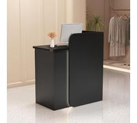 Escritorio de recepción en forma de L con cajones con cerradura, mostrador moderno para oficina, salón de belleza y ventas