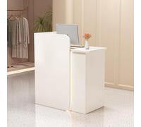 Escritorio de recepción en forma de L con cajones con cerradura, mostrador moderno para oficina, salón de belleza y ventas