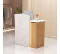 Escritorio de recepción en forma de L con cajones con cerradura, mostrador moderno para oficina, salón de belleza y ventas