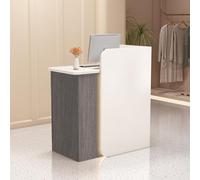 Escritorio de recepción en forma de L con cajones con cerradura, mostrador moderno para oficina, salón de belleza y ventas