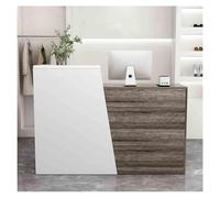 Escritorio de recepción en forma de L con cajones, mostrador de recepción de oficina, mesa de recepción pequeña para el hogar y el negocio, mostrador de transacciones lateral derecho de 120 cm