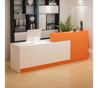 Escritorio de recepción en forma de L con mostrador, cajones con cerradura y almacenamiento, mostrador de recepción moderno de 47 a 118 pulgadas, escritorio de recepcionista de oficina y salón, color