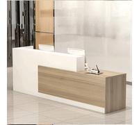 Escritorio de recepción en forma de L con mostrador, cajones con cerradura y almacenamiento, mostrador de recepción moderno de 47 a 118 pulgadas, escritorio de recepción de oficina y salón, nogal +