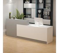 Escritorio de recepción en forma de L con mostrador, cajones con cerradura y almacenamiento, mostrador de recepción moderno de 47 a 118 pulgadas, escritorio de recepcionista de oficina y salón, color