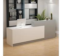 Escritorio de recepción en forma de L con mostrador, cajones con cerradura y almacenamiento, mostrador de recepción moderno de 47 a 118 pulgadas, escritorio de recepcionista de oficina y salón, color