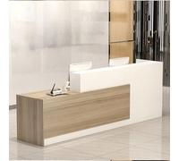 Escritorio de recepción en forma de L con mostrador, cajones con cerradura y almacenamiento, mostrador de recepción moderno de 47 a 118 pulgadas, escritorio de recepción de oficina y salón, nogal +