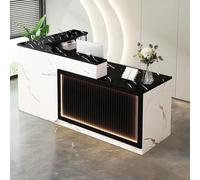 Escritorio de recepción LED con cajones con cerradura de madera, 190 cm, ideal para muebles de oficina y salón de belleza, diseño moderno para mejorar la estética del espacio de trabajo