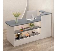 Escritorio de recepción LED con mostrador de tienda, mostrador de pago y gestión de cables, escritorio de secretaria con cajones para pasillo, diseño moderno, uso comercial, muebles de oficina