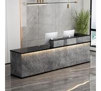 Escritorio de recepción LED moderno para oficina, mostrador de recepción abierto con cajones con cerradura, mesa grande para caja registradora, muebles de recepción elegantes para espacios de trabajo