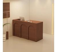Escritorio de recepción marrón con LockabDers y estantes abiertos, mostrador de venta al por menor para vestíbulo de chut y salones Beau, 120 cm, diseño lateral derecho