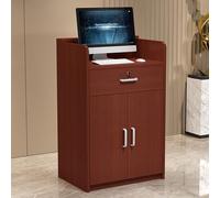 Escritorio de recepción - Moderna mesa de exhibición para tiendas minoristas, soporte de anfitriona con cajón con cerradura y armario de almacenamiento