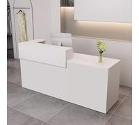 Escritorio de recepción moderno blanco con cajones para oficina, tienda de ropa, recepcionistas corporativos, mostrador de caja registradora, cajón grande de almacenamiento