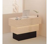 Escritorio de recepción moderno con iluminación LED suave. Elegante mostrador frontal para salones, boutiques y restaurantes. Elegante estación recepcionista para una mejor experiencia del cliente