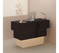 Escritorio de recepción moderno con iluminación suave. Elegante mostrador frontal para salones, tiendas de ropa y restaurantes. Mueble de recepción elegante para una mejor experiencia del cliente