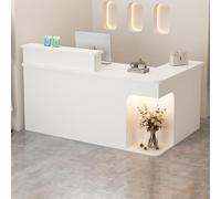 Escritorio de recepción moderno, elegante diseño compacto para oficina, salón o tienda, elegante cajero y mostrador de recepción, ahorra espacio para espacios profesionales