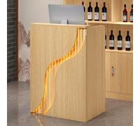 Escritorio de recepción, mostrador frontal compacto con 2 cajones para negocios, hotel, supermercado, diseño elegante que ahorra espacio, 100 cm de largo, color blanco
