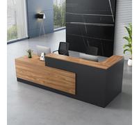 Escritorio de recepción multifuncional para oficina y salón, color marrón, mostrador de caja registradora, elegante ne Negozio, 180 x 60 x 105 cm, diseño duradero y moderno