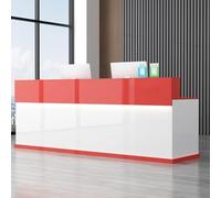 Escritorio de recepción para oficinas, mostrador de recepción grande con cajones con cerradura, mesa de caja registradora de pie para venta al por menor (blanco, 67 x 24 x 39 pulgadas)