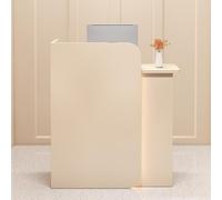 Escritorio de recepción, pequeño mostrador de recepción, mostrador de recepción con luces LED y cajón con cerradura, mostrador de salida en L, para oficina de pago, salón de belleza, vestíbulo