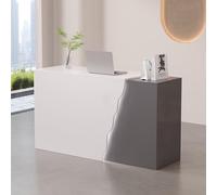 Escritorio de recepción pequeño y moderno, elegante mesa de oficina para salón, clínica y área de espera, mostrador de pie para una mejor experiencia del cliente y eficiencia del espacio