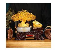 Escritorio Decoración de árbol cristal con forma rana del dinero según el Feng Shui, decoraciones sapo la suerte, bonsái piedra preciosa citrina natural, grande chakras Decoración(Pequeño)