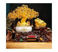 Escritorio Decoración de árbol cristal con forma rana del dinero según el Feng Shui, decoraciones sapo la suerte, bonsái piedra preciosa citrina natural, grande chakras Decoración(Grande)