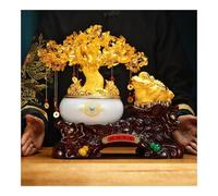 Escritorio Decoración de árbol cristal con forma rana del dinero según el Feng Shui, decoraciones sapo la suerte, bonsái piedra preciosa citrina natural, grande chakras Decoración(Medio)