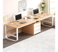 Escritorio doble para juegos para 2 grandes estaciones de trabajo dobles para oficina en casa, mesa de estudio y escritura, color madera, perfecto para juegos y productividad