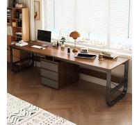 Escritorio doble para juegos para 2 personas, espaciosa estación de trabajo con cajones, ideal para juegos y oficina en casa, mesa grande para trabajar y jugar