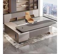 Escritorio ejecutivo en forma de L con gabinete de almacenamiento y gestión de cables, 138 pulgadas, escritorio de computadora de oficina en casa con cajones para espacios de trabajo eficientes